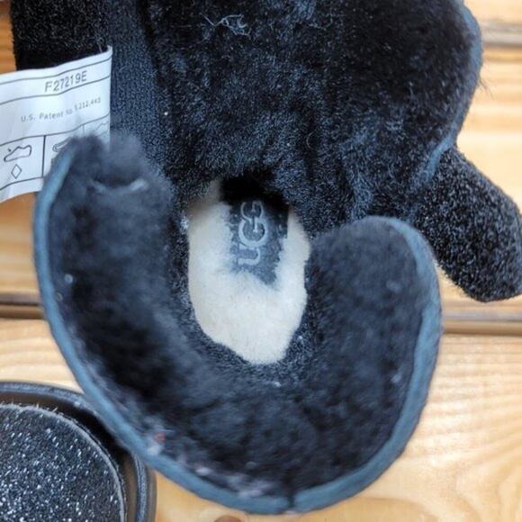 UGG Keelan Glitter Toddler Size 0/1 Black Sparkle Shearling Boot Comfort Warmth - Picture 7 of 11